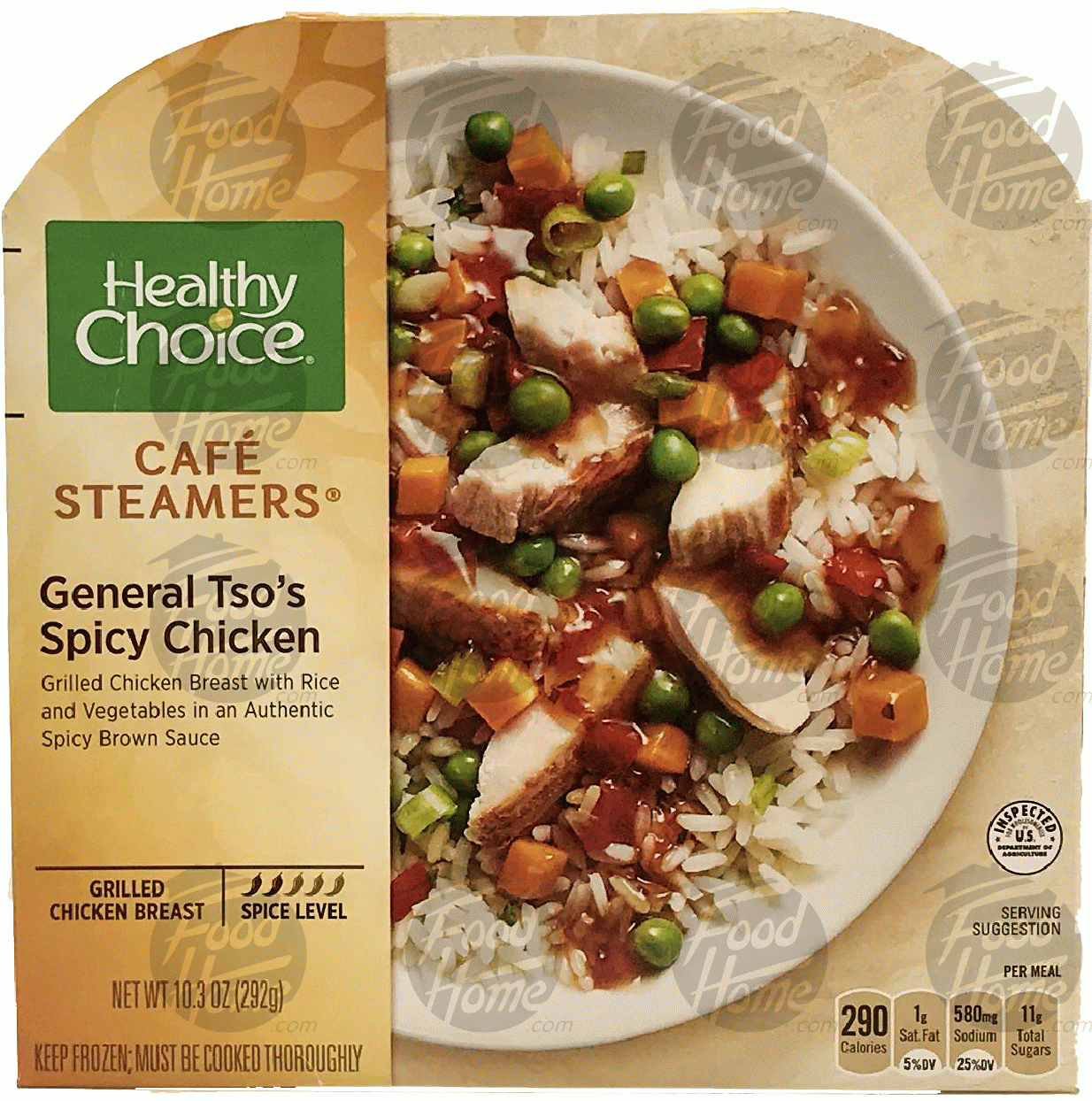 Healthy Choice Cafe Steamers asian general tso's spicy chicken with rice and vegetables in an authentic spicy brown sauce Full-Size Picture